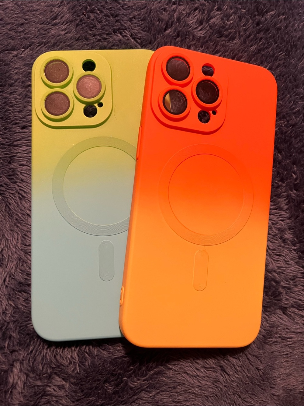 Gradient Silicone MagSafe iPhone Case Duo - Lime Green & Orange